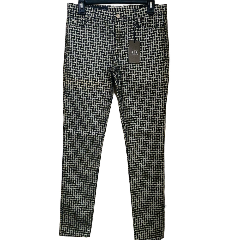Armani Exchange New Size 29 Skinny Pant Jambe Etroit Stretch Demin Metallic